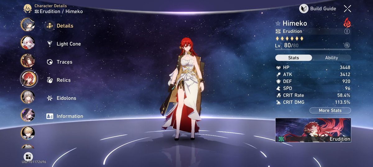 I managed to pull The Herta at a mid-pity 50/50 win thanks to all the Jades from the new patch (and the free passes Hoyo gave us...) and since I was at high pity on Standard, Himeko got her signature lightcone!!