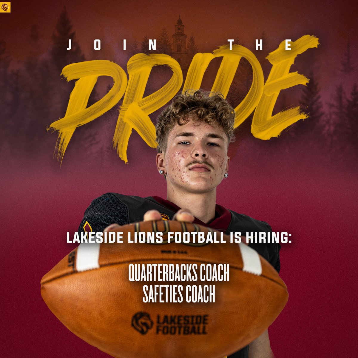 Lakeside Football (@lakesidelionsfb) on Twitter photo 🚨LAKESIDE FOOTBALL IS HIRING🚨
Lakeside Lions football is hiring for the 2025 season:
▪️Quarterbacks coach 🔥
▪️Safeties/Defensive Backs coach 🧨
If interested, please DM us or Program Head <a href="/MikeLengel/">Mike Lengel</a>!
#GOLIONS 🚨LAKESIDE FOOTBALL IS HIRING🚨
Lakeside Lions football is hiring for the 2025 season:
▪️Quarterbacks coach 🔥
▪️Safeties/Defensive Backs coach 🧨
If interested, please DM us or Program Head <a href="/MikeLengel/">Mike Lengel</a>!
#GOLIONS