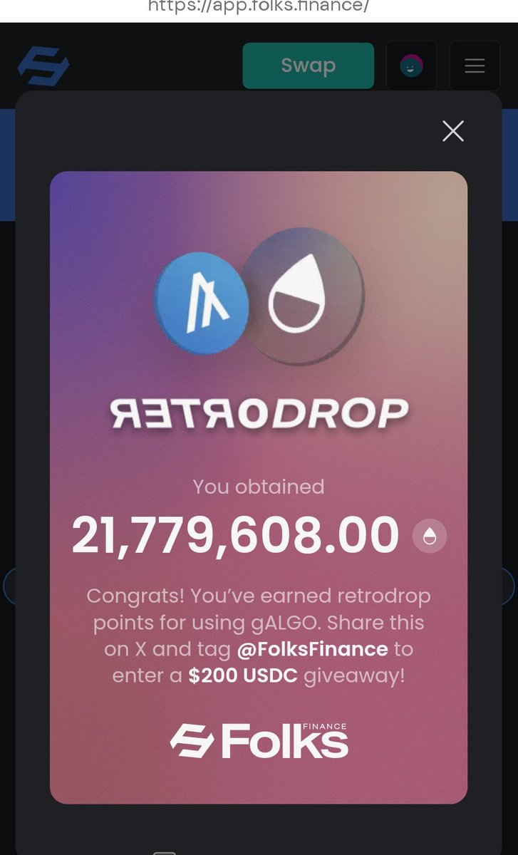 Just got my retrodrop 😙🔝 <a href="/FolksFinance/">Folks Finance</a>
