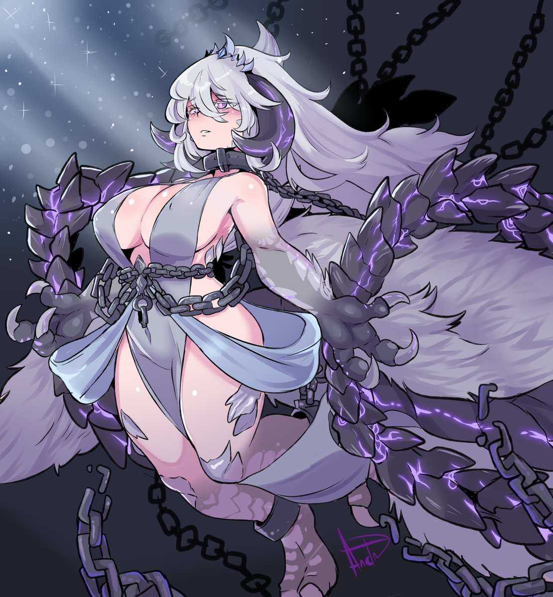 Unchained Soul, Arkveld

In a lament that was believed to be extinct, it has been reborn, aspiring to its freedom, ever closer to its frozen and wild kingdom

#gijinka #MonsterHunter #monsterhunterwilds #Arkveld