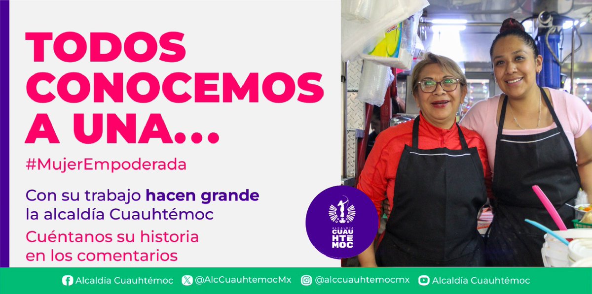 AlcCuauhtemocMx's tweet image. En nuestra alcaldía, admiramos a las mujeres que transforman su entorno con valentía y dedicación.
Etiqueta a esa #MujerEmpoderada que merece ser reconocida y cuéntanos por qué la admiras.💜 ¡Queremos leer su historia!