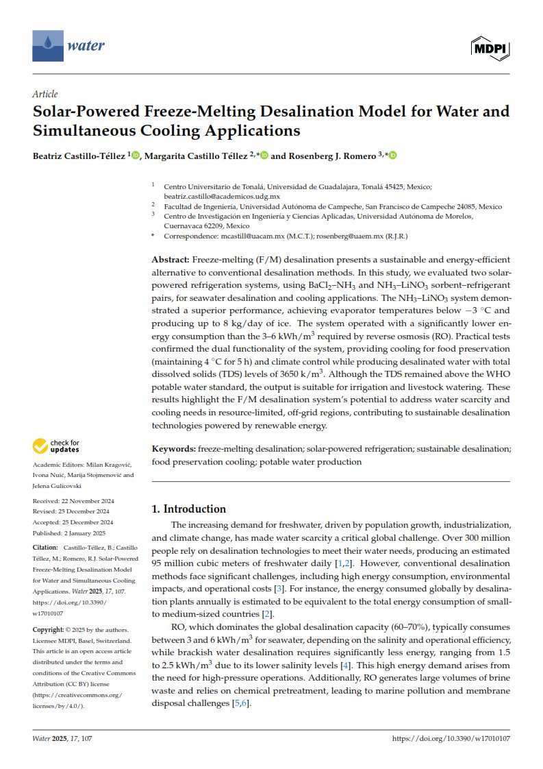 CIICApUAEM's tweet photo. Conoce las publicaciones de nuestros investigadores 📄

Solar-Powered Freeze-Melting Desalination Model for Water and Simultaneous Cooling Applications

https://t.co/c8sDFKEeXS https://t.co/3DpnM4zFcf