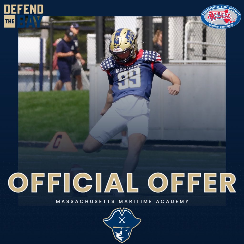 After a great conversation with <a href="/FBCoachGorman/">Liam Gorman</a>. I am blessed to receive my 2nd collegiate offer to Massachusetts Maritime Academy‼️
Thank you Coach Gorman!