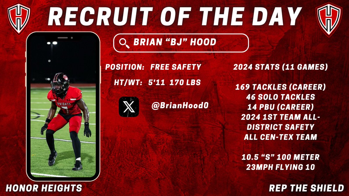 RecruitTheShield (@recruitheights) on Twitter photo DB with EL1TE speed🏃♂️💨 and physicality 🔨. High Football 🧠 2x 1st All-District DB 🏆 <a href="/HHKnights_FB/">Harker Heights Football</a> <a href="/MarkHum7/">Mark Humble</a> <a href="/coach_t_ritchie/">Todd Ritchie</a> <a href="/CoachLoganBrock/">Logan Brock</a> <a href="/coachrebbrock/">coachrebbrock</a> <a href="/JDMarrow/">JD Marrow</a> <a href="/KilleenISD_/">KISD Sports</a> <a href="/BrianHood0/">Brian Hood</a>
hudl.com/profile/166268…
#RepTheShield 🛡️ #HonorHeights⚔️ DB with EL1TE speed🏃♂️💨 and physicality 🔨. High Football 🧠 2x 1st All-District DB 🏆 <a href="/HHKnights_FB/">Harker Heights Football</a> <a href="/MarkHum7/">Mark Humble</a> <a href="/coach_t_ritchie/">Todd Ritchie</a> <a href="/CoachLoganBrock/">Logan Brock</a> <a href="/coachrebbrock/">coachrebbrock</a> <a href="/JDMarrow/">JD Marrow</a> <a href="/KilleenISD_/">KISD Sports</a> <a href="/BrianHood0/">Brian Hood</a>
hudl.com/profile/166268…
#RepTheShield 🛡️ #HonorHeights⚔️