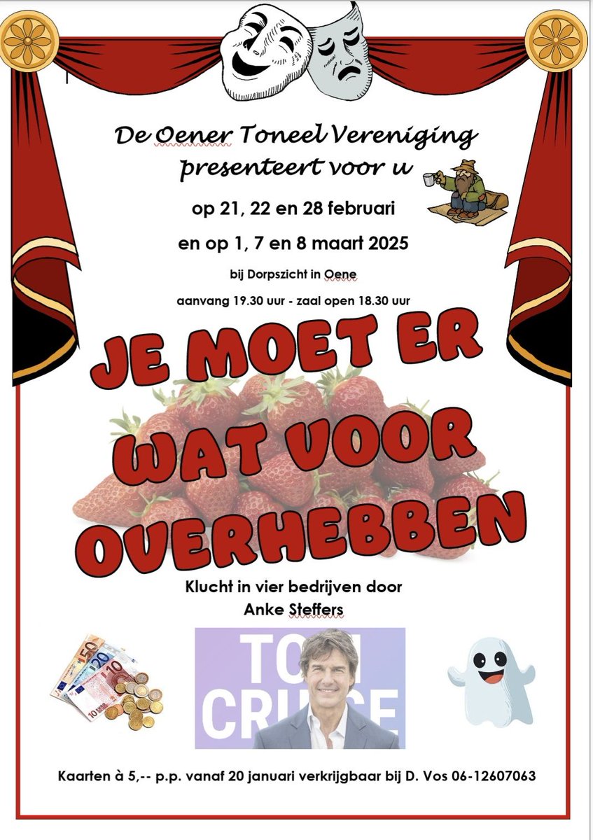 Oener Toneel Vereniging kaartverkoop start 20 januari oene-info.nl/oener-toneel-v…