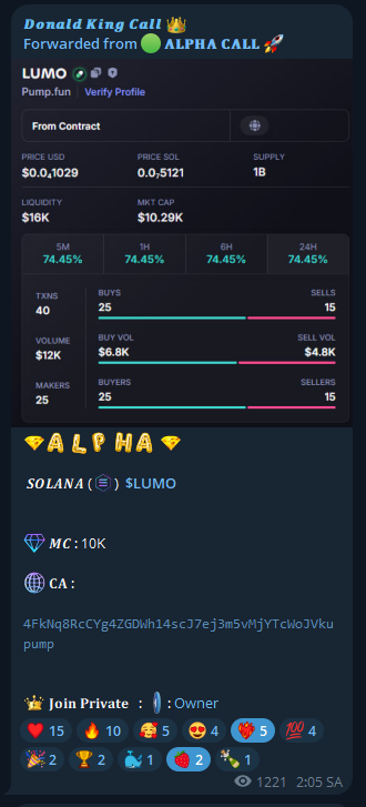 degenking99's tweet photo. 𝐒𝐎𝐋  🪙 |$LUMO

𝑪𝒂𝒍𝒍  10K  ➡️  3.1M

 𝐏𝐫𝐨𝐟𝐢𝐭 : 310X

$SOL $ETH $BTC $DOG $PENGU $KAN $GRAI $EARL $ARC $PENGU $UFD $YUMI $BEP $SPG $LOU $HYBE $KEVIN $LOU $SOL $BEZOS $BURNT $dog $SAKI $DRU $BJ $LOUIS $Bybit $PDOG https://t.co/e4WpZQhqZq