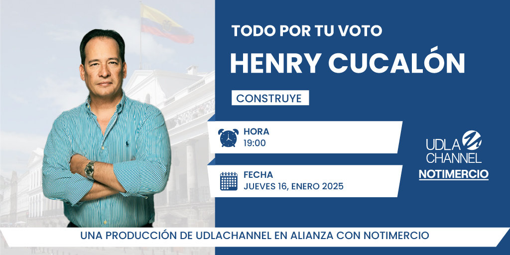 UdlaChannelEc's tweet photo. #TodoPorTuVoto| En este segundo episodio, conversamos con @henrycucalon candidato presidencial por @Construye_Ecu. ¿Cuáles son sus prioridades para la administración y planes para enfrentar los desafíos del #Ecuador? Mira este programa, una colaboración de #UdlaChannel con @notimercio.
🗓️: Jueves 16 de enero
⏰: 19:00
https://t.co/nUSWmO094r