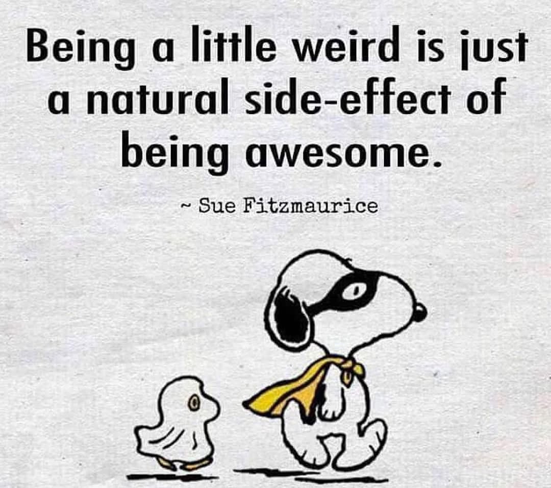 carolcbailey's tweet image. This memory made me smile. “Being a little weird is just a natural side effect of being awesome!” #word #beawesome #keepshining @SueFitzmaurice