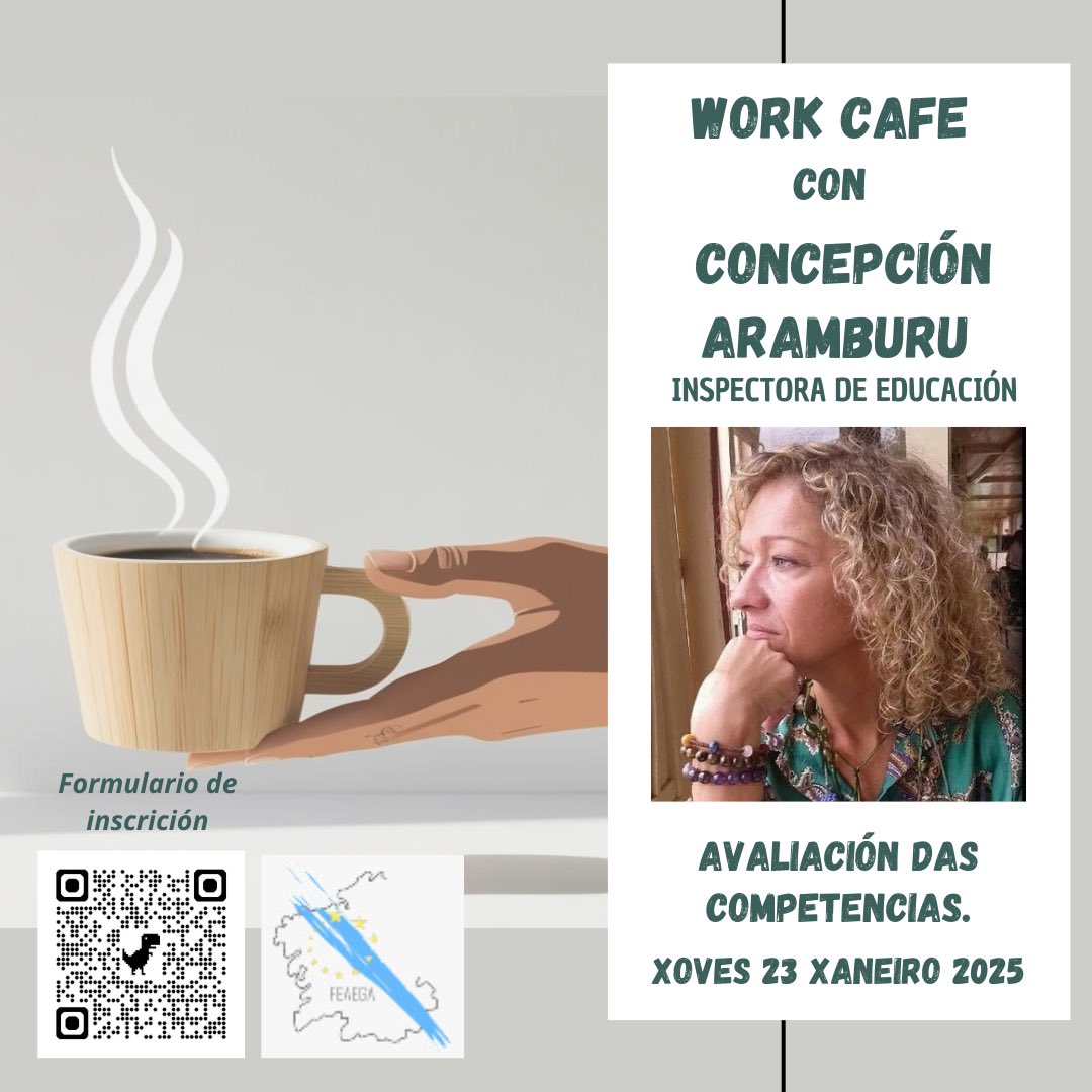 feaegalicia's tweet photo. 📚 WORK CAFÉ ☕️
📅 23 de xaneiro de 2025
⏰ 18:30 - 20:00h
📍 Facultade de Ciencias da Educación
Campus de Elviña (a carón da cafetería
👥 Encontro aberto para todo o profesorado
🤝 Networking e colaboración
✍️ Inscríbete:
📧 feaegalicia@gmail.com
📱 Escanea o QR
#WorkCafé #FEAE https://t.co/d2XrSor7Tb