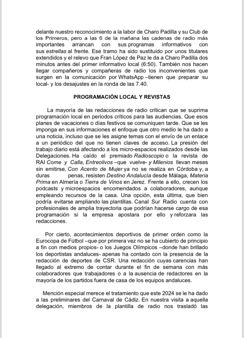 ConsejoRTVA's tweet photo. El Consejo Profesional de la #RTVA quiere hacer una llamada de atención por el deterioro continuo de la situación de #CanalSur #Radio. La falta de personal está vaciando las redacciones,que se graben informativos y que la presencia en la calles de #Andalucía sea cada vez menor 👇 https://t.co/532vlJOrfJ