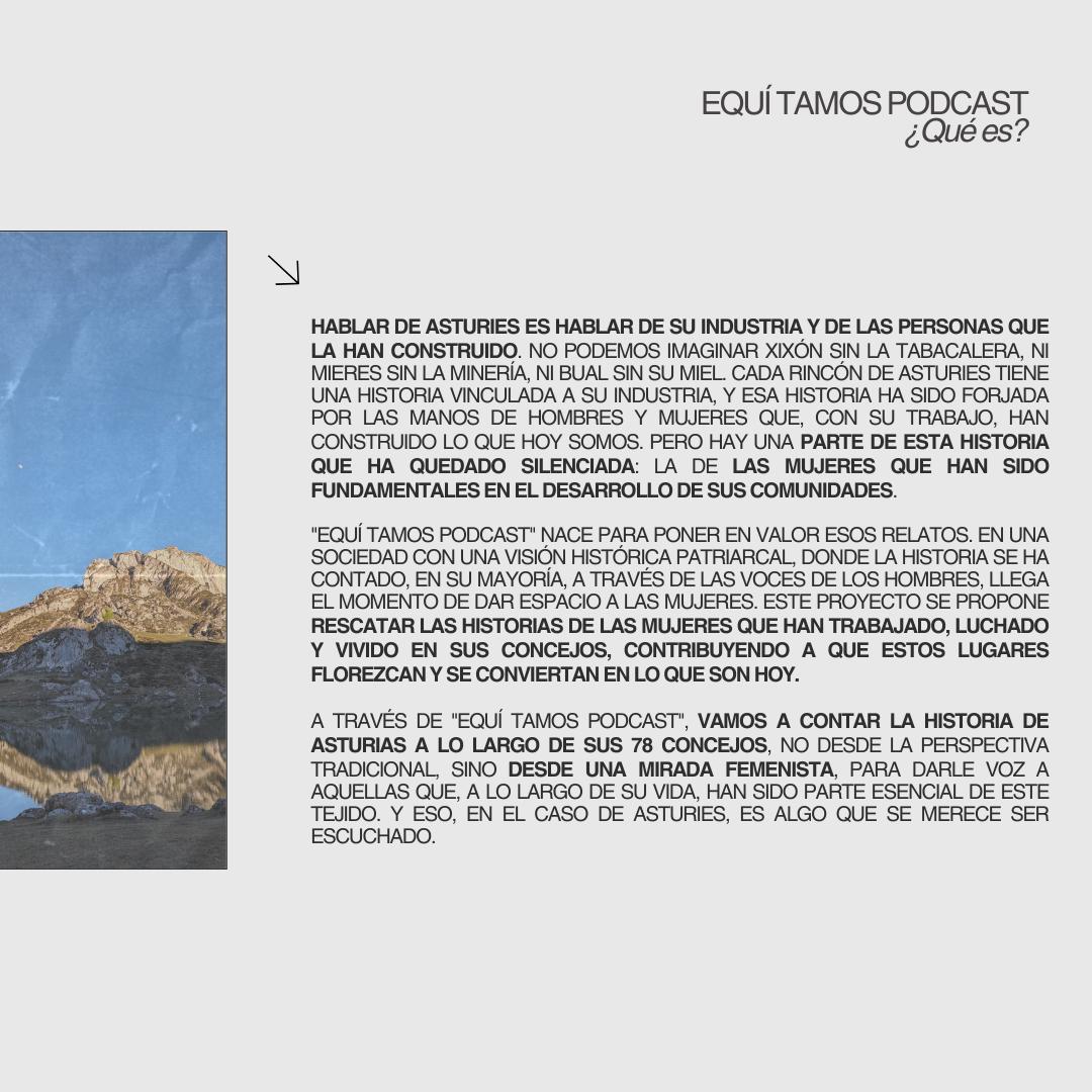 equi_tamos's tweet photo. 🎙️Equí Tamos: Un proyecto creado para dar voz a las mujeres y contar la historia de Asturies

Queremos ofrecer una mirada feminista donde cada historia se convierta en un homenaje a quienes han sido protagonistas, silenciadas en muchas ocasiones, de la identidad de Asturies 
✊🏽 https://t.co/dMPYcSzhPV