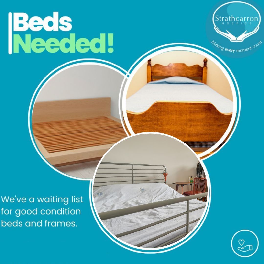 URGENT DONATION REQUEST

🛏️ We've a waiting list for new and good condition preloved bed frames at our shops in Cumbernauld, Bainsford in Falkirk and Stenhousemuir. Can you help?

🚚 Book for collection: strathcarronhospice.net/furniture-coll… 

#charity #hospice #fundraising