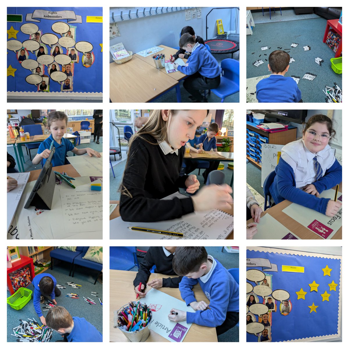 A productive Leading the Learning Session with our Rights Ambassadors today 
-evaluating our action plan
-collecting and sorting pens for recycling
- planning our next steps - developing an anti-racism curriculum
 #article12 #article15