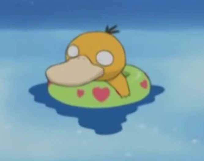 psyduck in his floatie