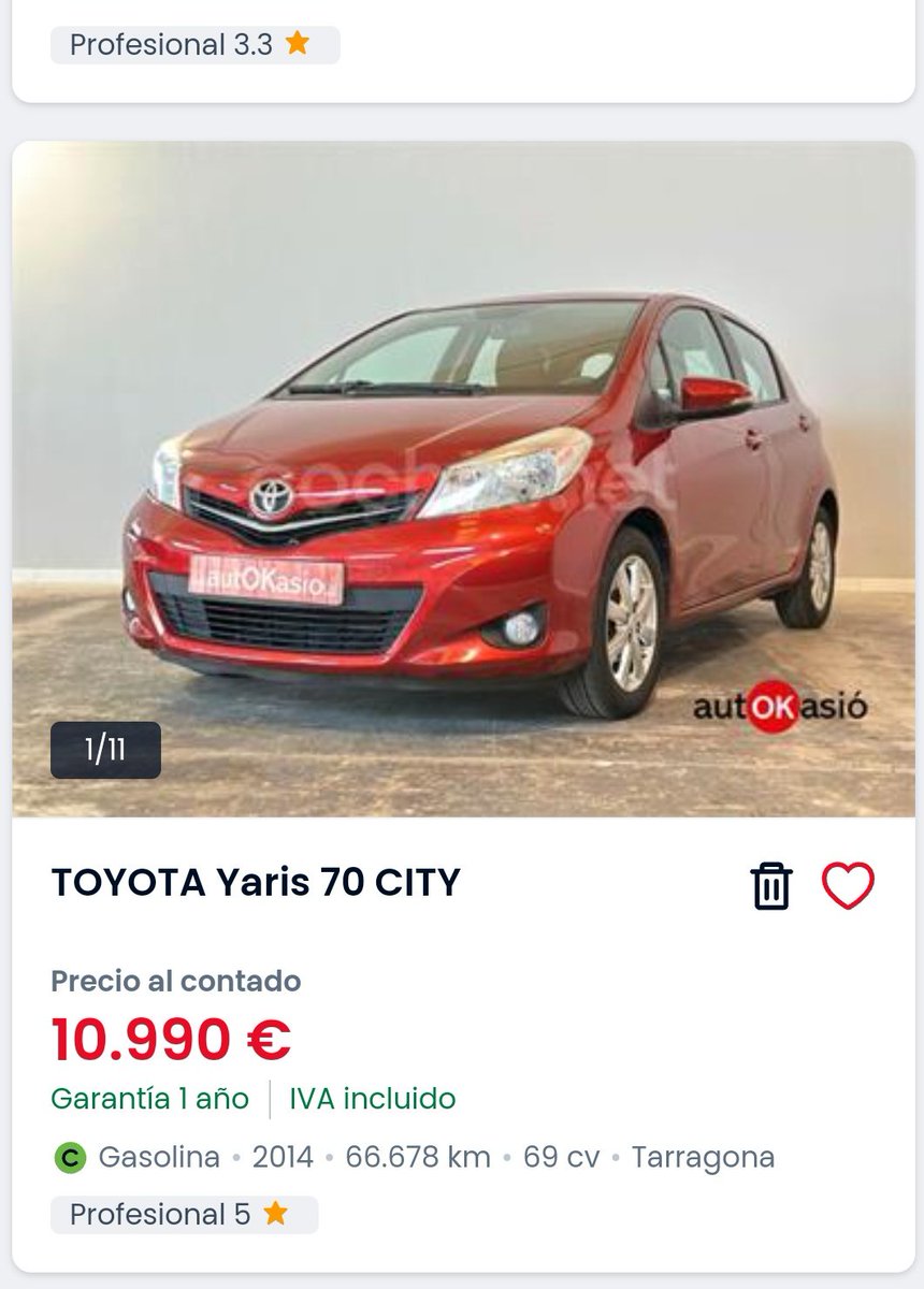 CeodeDionis's tweet image. Toyotas Yaris del 2014 de segunda mano ahora mismo.