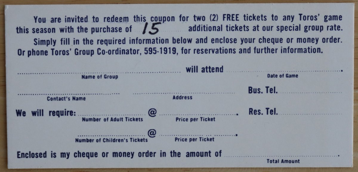 Bigshooter2324's tweet photo. I recently picked up a Toronto Toros WHA item I had not seen before. Always love getting these new additions for my Toros collection. Its the size of a ticket. https://t.co/mY8jMjNtaW