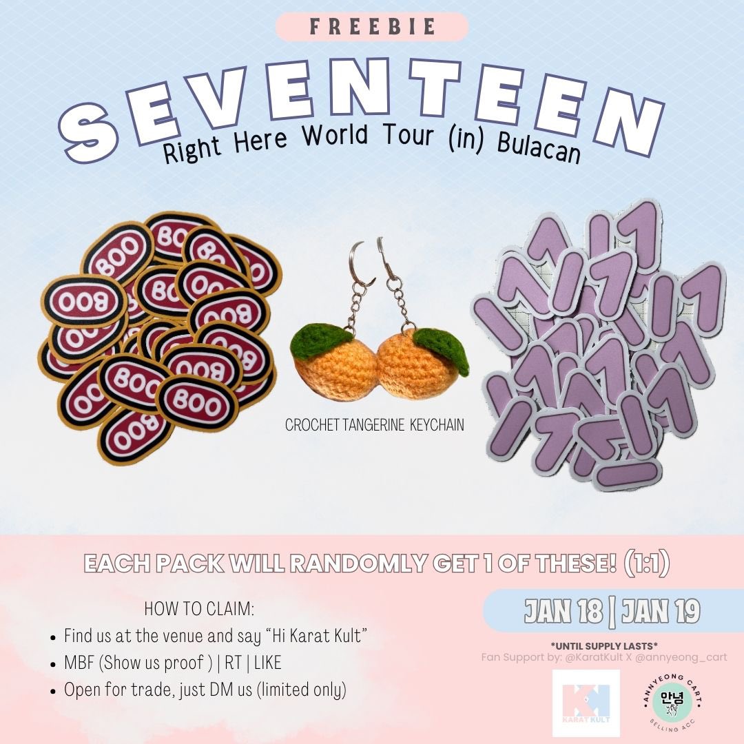 ⋆.˚⟡ ࣪ ˖ #KK_Freebies for Seventeen Right Here in Bulacan!

Happy Seungkwan Day!! 🍊🧡

We prepared something special for boosadans!! 

- Will hand out randomly
- MBF (Show us proof ) | RT | LIKE

#SEVENTEEN_RIGHT_HERE_IN_BULACAN #SVT_RIGHT_HERE_IN_BULACAN