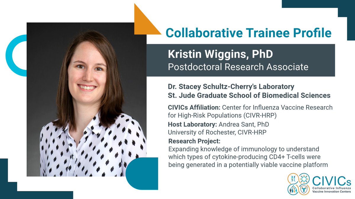 NIAID CIVICs (@niaidcivics) on Twitter photo Meet Dr. Kristin Wiggins from <a href="/SSCLabQuips/">Stacey Schultz-Cherry</a> group at <a href="/stjudegraduate/">St. Jude Graduate School of Biomedical Sciences</a> who participated in the CIVICs Collaborative Training Program. Learn about her research on COBRA-vaccines, CD4+ T-cells, and experiences in the program here: ow.ly/yihR50UHfTC #meetCIVICs Meet Dr. Kristin Wiggins from <a href="/SSCLabQuips/">Stacey Schultz-Cherry</a> group at <a href="/stjudegraduate/">St. Jude Graduate School of Biomedical Sciences</a> who participated in the CIVICs Collaborative Training Program. Learn about her research on COBRA-vaccines, CD4+ T-cells, and experiences in the program here: ow.ly/yihR50UHfTC #meetCIVICs