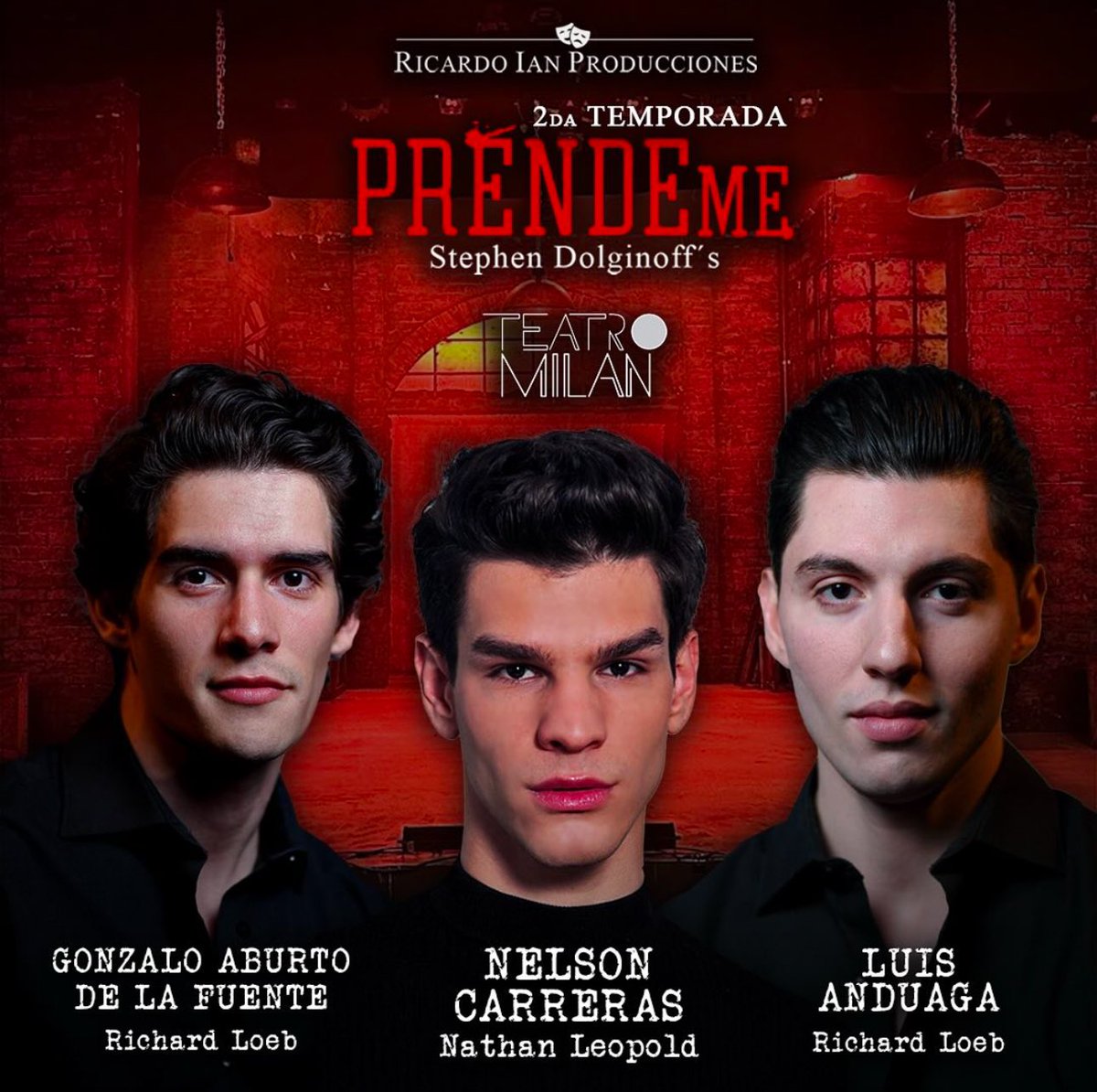 El Aquelarre (@elaquelarre_) on Twitter photo Es oficial! <a href="/SoyNelsonC/">Nelson Carreras Oficial</a> se integra al elenco de #Préndeme en el papel de Nathan, como Leopold permanecen alternando Gonzalo Aburto y Luis Anduaga.
Ahora en <a href="/teatro_milan/">Teatro Milán</a>! Es oficial! <a href="/SoyNelsonC/">Nelson Carreras Oficial</a> se integra al elenco de #Préndeme en el papel de Nathan, como Leopold permanecen alternando Gonzalo Aburto y Luis Anduaga.
Ahora en <a href="/teatro_milan/">Teatro Milán</a>!