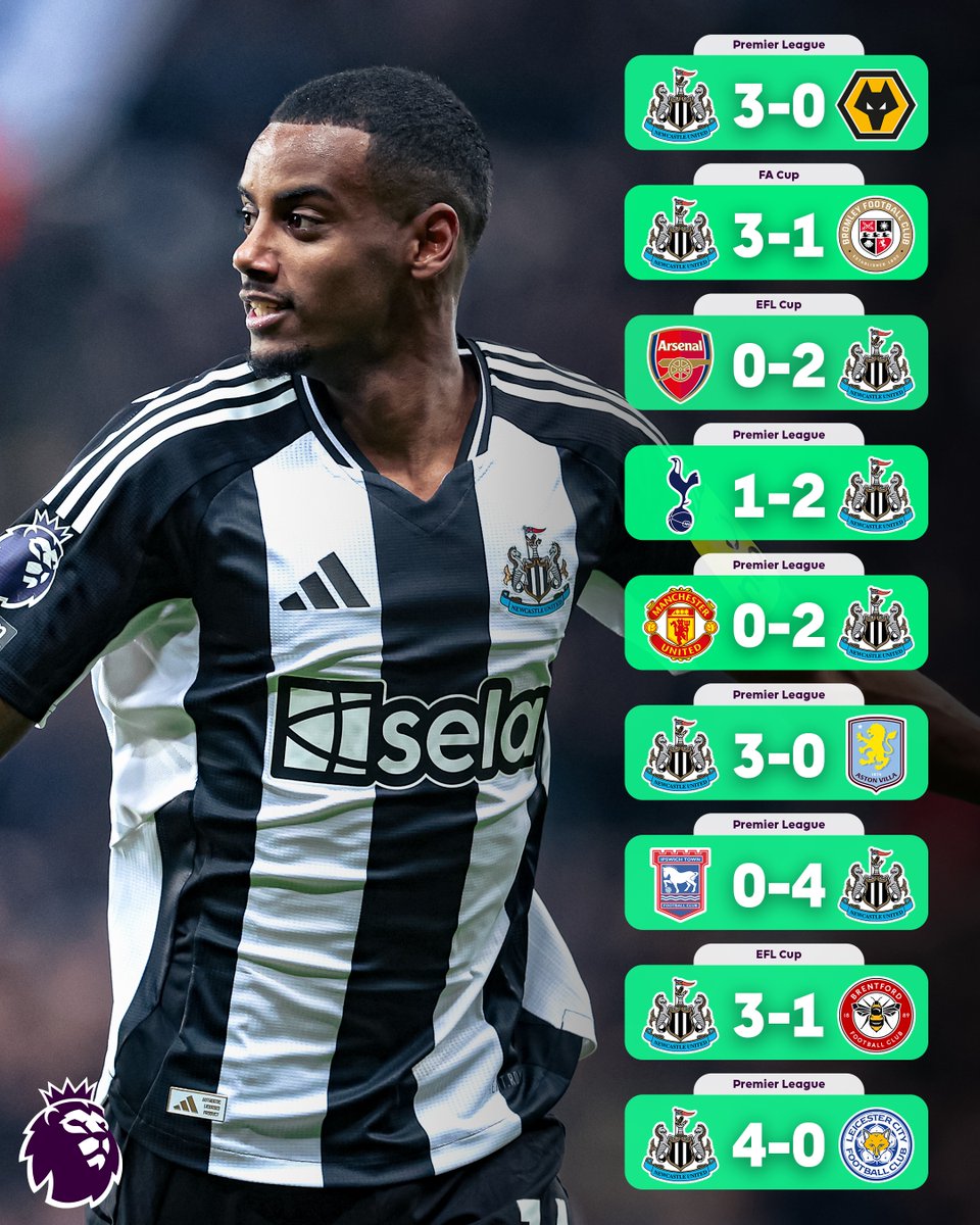 Newcastle have won nine consecutive matches in all competitions, equalling their club record! 😱