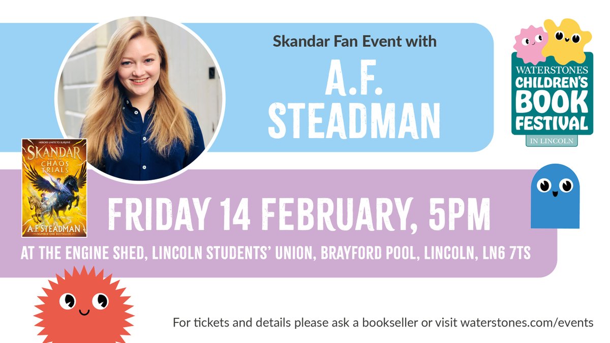 Join us next month at our Waterstones Children's Book Festival in Lincoln for a super exciting Skandar Fan Event with <a href="/annabelwriter/">A.F. Steadman</a>! Bring your burning questions and join us as we learn about the phenomenal series!   

Tickets: waterstones.com/events/skandar… <a href="/simonkids_UK/">Simon & Schuster Children's Books</a>