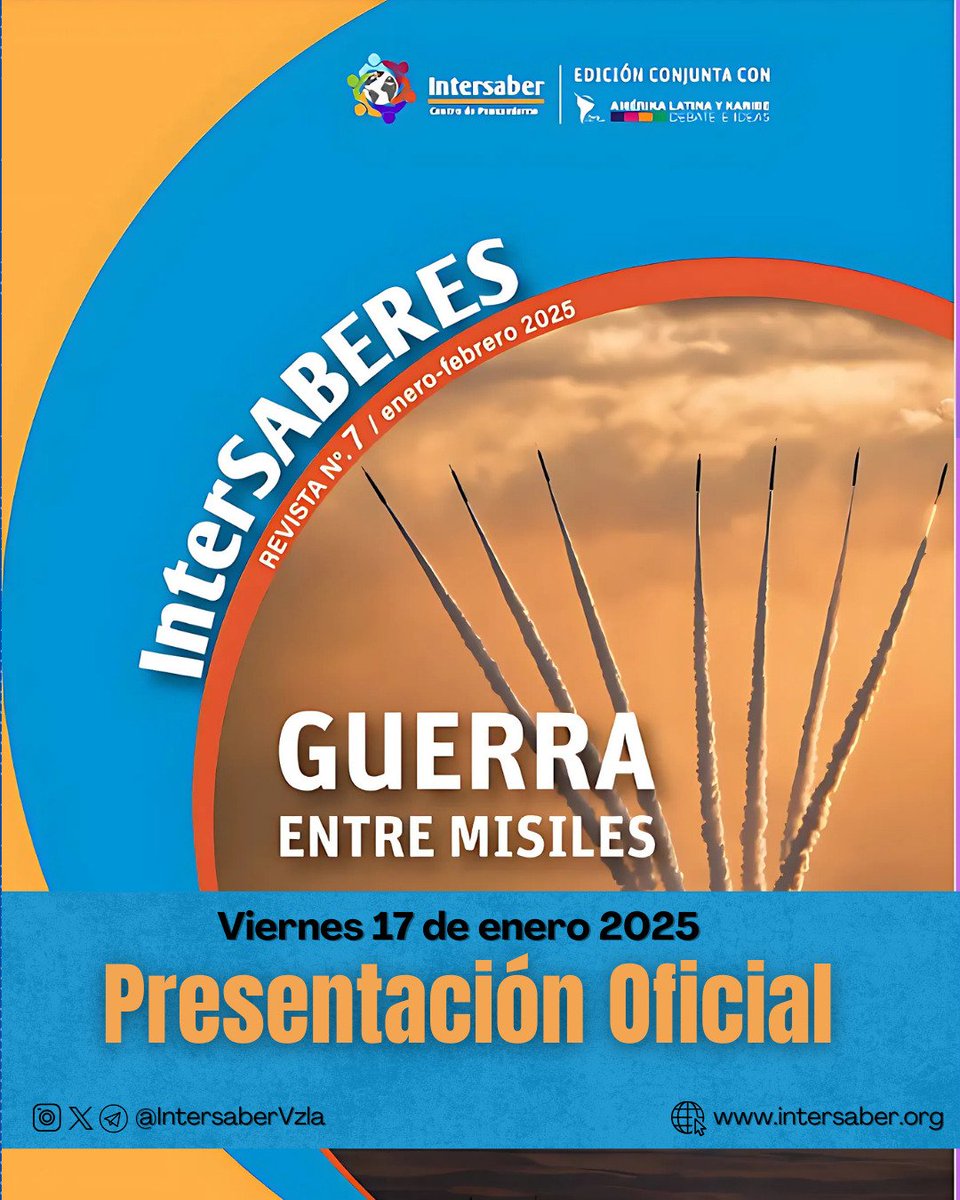📢 Este viernes lanzaremos la revista digital "Intersaberes Nro 7". 

La presentación será el 17 de enero a las 11:30 a.m. ¡Únete a nosotros vía Zoom! 

👉 Enlace: us06web.zoom.us/j/87566181711?…  
🆔 ID de reunión: 875 6618 1711  
🔑 Código de acceso: 965759. 

¡Los esperamos! 📰✨
