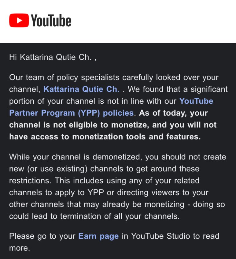 kattarina_qutie's tweet image. So it seems like @YouTube is targeting vtubers for no reason and taking away the little revenue they are able to make from ads and memberships.

Oh yea, they will NOT tell you what the issue is and will NOT give you a warning.