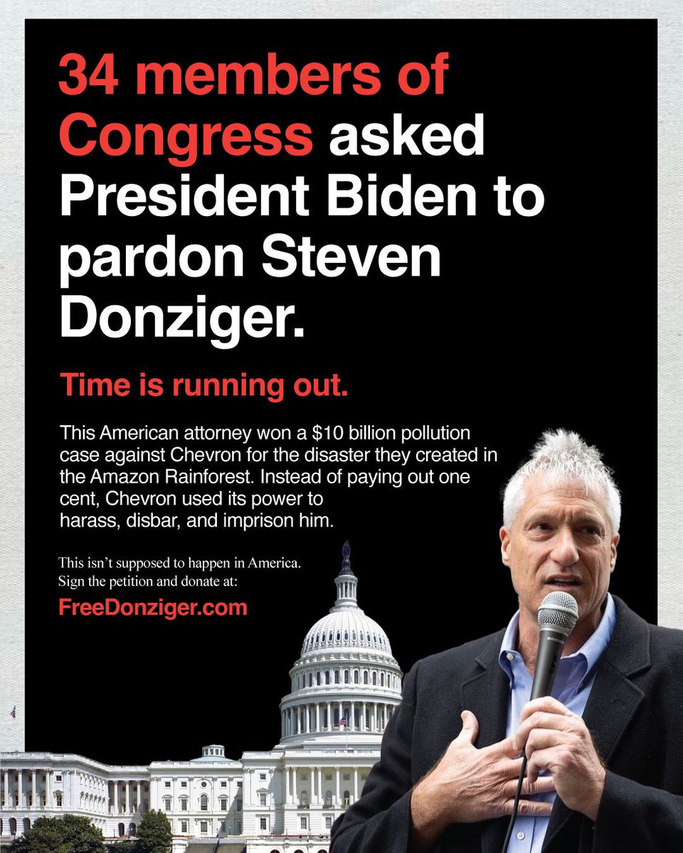 Thanks to all who have supported my pardon after I was detained for 1,000 days by Chevron. The clock is ticking with only 5 days left until President Biden leaves, but I remain optimistic.👊🙏🙏