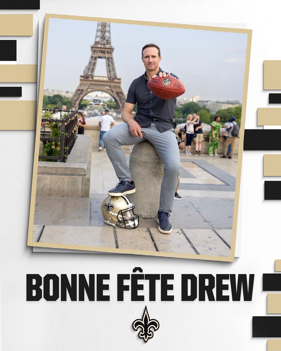 New Orleans Saints en France (@saintsenfrance) on Twitter photo Joyeux anniversaire à la légende <a href="/drewbrees/">Drew Brees</a> !
Happy birthday to the legend.
#DrewBrees #SaintsFrance #SaintsEnFrance #NFLFrance Joyeux anniversaire à la légende <a href="/drewbrees/">Drew Brees</a> !
Happy birthday to the legend.
#DrewBrees #SaintsFrance #SaintsEnFrance #NFLFrance
