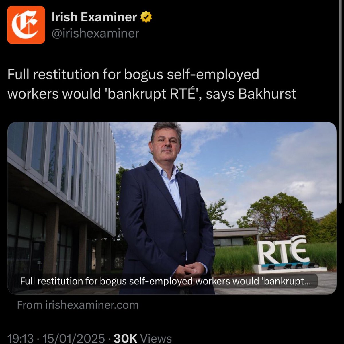 RTE boss says RTE execs defrauded RTE staff in a fraud so large RTE can’t ever compensate them for what they are owed.

The exposure of this massive fraud is down to <a href="/williamhboney1/">martinmcmahon</a> - what a legend.