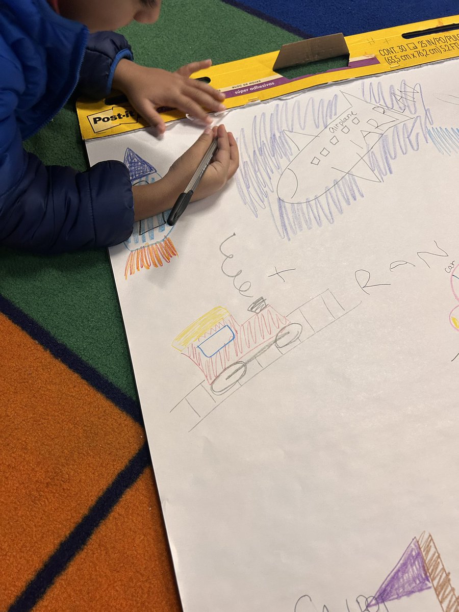 We are loving our unit on transportation and talking all things community helpers and vehicles. My writers shared the pen as we talked about labeling drawings. My sweet friends rocked this lesson, stretching out vehicle names &amp; spelling the sounds! <a href="/FBISDEarlyChild/">FBISD_EarlyChildhood</a> <a href="/MYE_Leopards/">Malala Elementary</a>