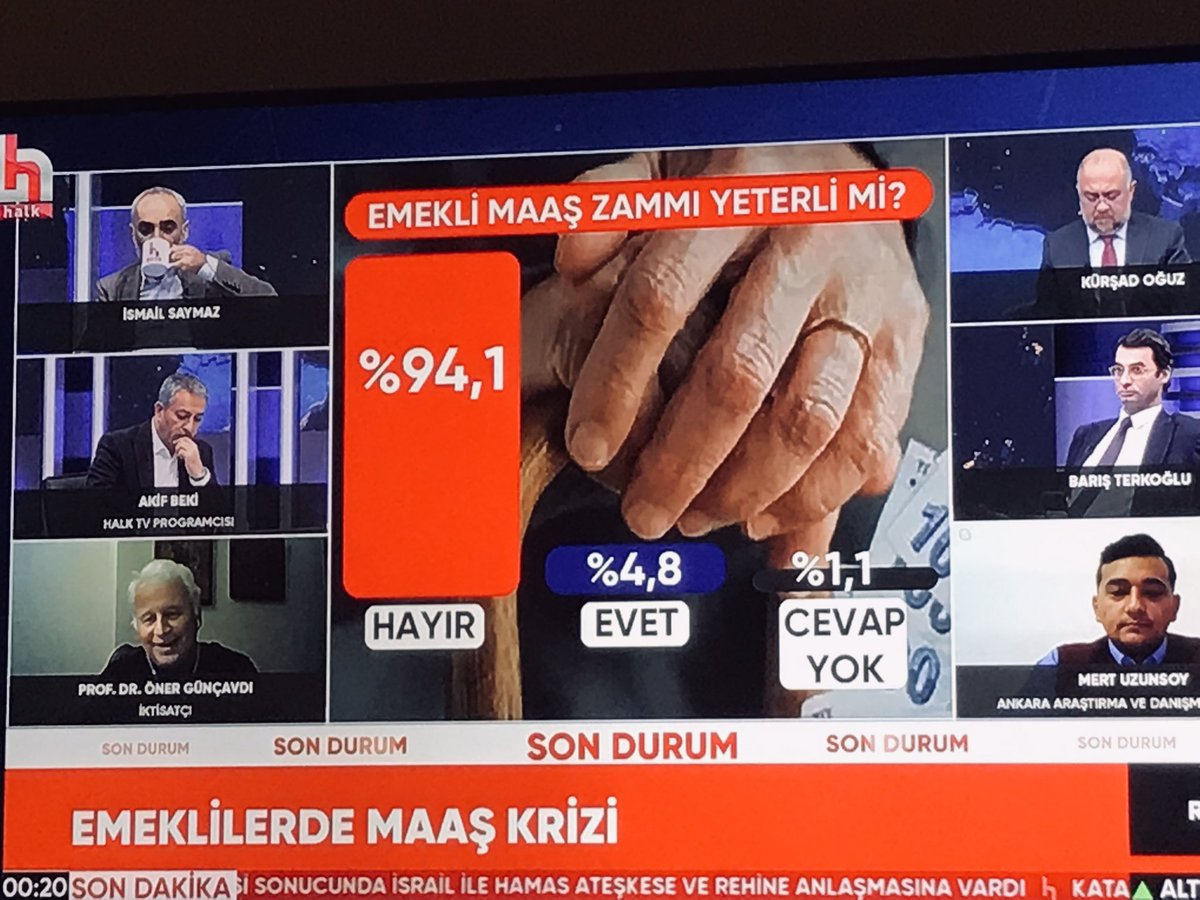 Emekliler maaşınız yeterli mi sorusuna  %94 HAYIR demiş. Geri kalan %4.8 emekli vekiller olabilir. #HemenSeçimeGit