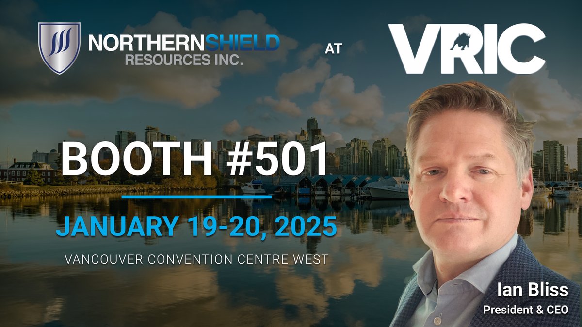 NorthernShield's tweet image. Northern Shield Resources will be at @JayMartinBC 's VRIC in Vancouver, BC next week from Jan 19-20 2025. Come by booth #501 to learn more about the opportunity. 

$NRN.V
