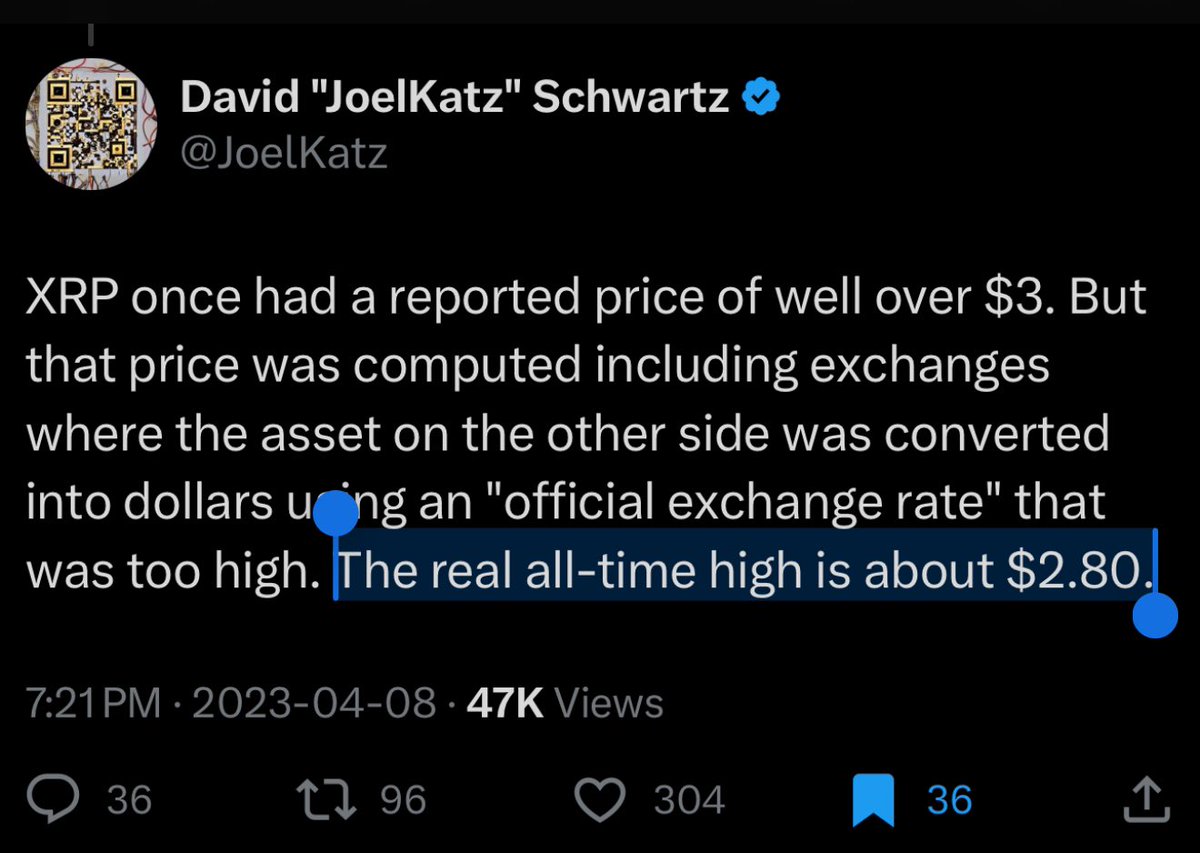 Poloniex @Ripple According to David Schwartz The real all-time high for XRP  was about $2.80