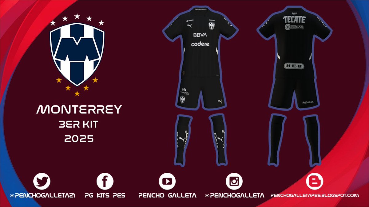 penchogalleta21's tweet photo. RAYADOS MONTERREY 3ER KIT 2025 #PES2021 🇲🇽
LINK: ➡➡https://t.co/TbvHO62r5B⬅⬅
#MexaPower 🇲🇽 #PS4 #eFootballPES2021SEASONUPDATE https://t.co/5pPwo3VxLC