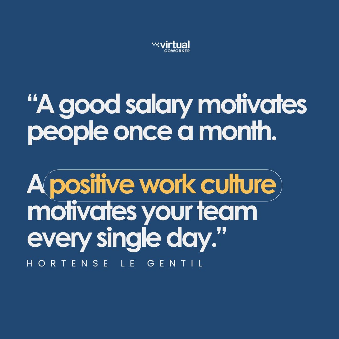 VirtualDeannaR's tweet photo. While salaries get people through the door, a supportive and uplifting work culture keeps them inspired and performing at their best. 

Build a culture that motivates daily—it’s the key to long-term success! 

#WorkCultureMatters #MotivationalQuote #PositiveCulture #RemoteWorkers https://t.co/tlygp8ybIa