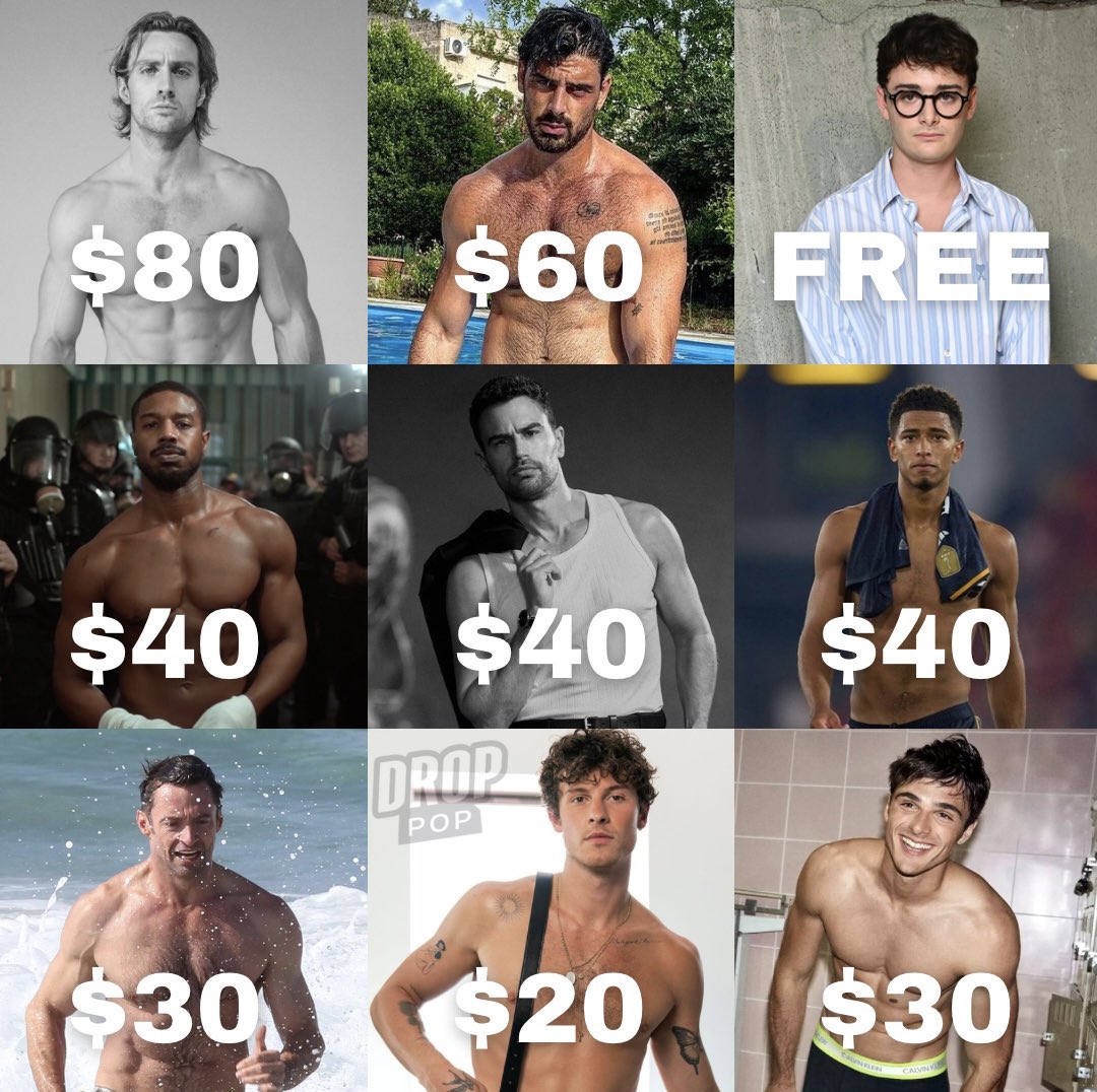 You have $100 to spend on these men for a night together. Who will you pick?