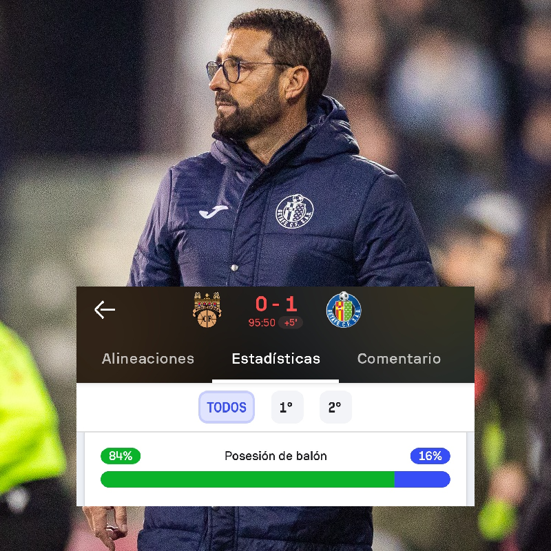 El partido del Getafe en Pasarón se estudiará en los libros:

▪️ Posesión: 84%-16%
▪️ Pases: 674-79
▪️ Resultado: 0-1

𝐄𝐒𝐓𝐎 𝐄𝐒 𝐅𝐔́𝐓𝐁𝐎𝐋, 𝐏𝐀𝐏𝐀́. 🍾💙