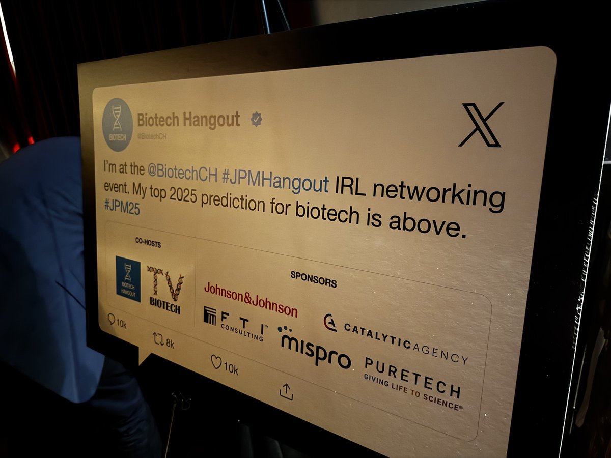 hellocatalytic's tweet photo. What a night!🌟Catalytic was proud to co-sponsor the IRL Biotech Hangout at #JPM2025—a fantastic chance to connect with colleagues &amp; biotech leaders.

Thanks to @BiotechCH &amp; @BiotechTVHQ for hosting &amp; preserving this annual tradition. Can’t wait for next year! 🙌 https://t.co/mcPIOjiyGh