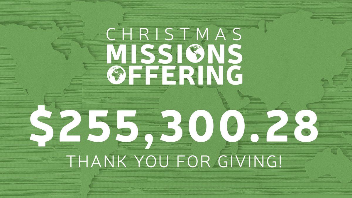 BIG NEWS: Our Christmas Missions Offering total is in and you gave $255,300.28 to support missionaries, church planters, and church revitalizers around our nation and the world! THANK YOU! #KnowGrowServeGo
