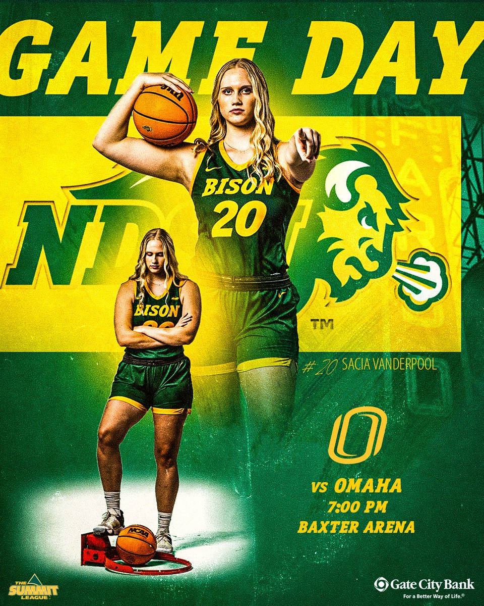 NDSU Women's Basketball (@ndsuwbb) on Twitter photo On the road again!
🆚: Omaha
⏰: 7:00 PM CT
📍: Omaha, NE
🏟️: Baxter Arena
📺: <a href="/TheSummitLeague/">The Summit League</a> Network (gobison.info/SLN2425)
🎙️: <a href="/Bison1660/">Bison 1660</a> (gobison.info/LISTEN)
📈: gobison.info/4hfVo3T On the road again!
🆚: Omaha
⏰: 7:00 PM CT
📍: Omaha, NE
🏟️: Baxter Arena
📺: <a href="/TheSummitLeague/">The Summit League</a> Network (gobison.info/SLN2425)
🎙️: <a href="/Bison1660/">Bison 1660</a> (gobison.info/LISTEN)
📈: gobison.info/4hfVo3T