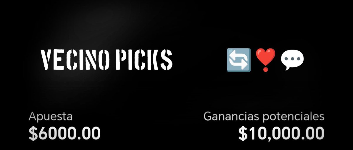 SORTEO $1,000 MXN  ⁉️

FREE PICK CON DINÁMICA DE $1000 SI AUMENTAMOS 50 SEGUIDORES. 👤🔴

Para lograrlo:
Dejar RT 🔄 
Dejar ♥️
Comentar 💬 

En caso de no lograr la meta se compartirá con los que interactuaron en la publicación.🤞🏼