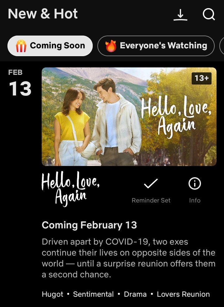 KBforever0326's tweet photo. OMG! I Just have to double-check. This is it! #HelloLoveAgain on Netflix! Mark your calendars, February 13! 🙂‍↔️ https://t.co/F5fO2hOvQM