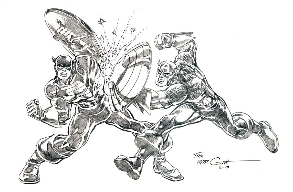 iamluke85's tweet photo. #captainamerica vs #USagent artwork by #tommorgan https://t.co/rKiYs42VAf