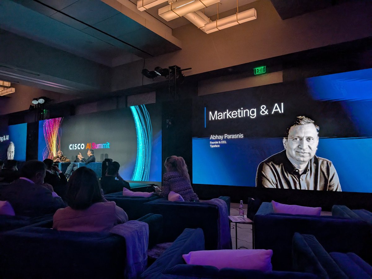 Bob O'Donnell (@bobodtech) on Twitter photo Next conversation here at <a href="/Cisco/">Cisco</a>'s AI Summit is with <a href="/typefaceai/">Typeface</a> CEO <a href="/parasnis/">Abhay Parasnis</a> and <a href="/jpatel41/">Jeetu Patel</a> of <a href="/Cisco/">Cisco</a> covering marketing and AI and more details on job impacts, content creation and more. Bottom line, big changes are coming. Next conversation here at <a href="/Cisco/">Cisco</a>'s AI Summit is with <a href="/typefaceai/">Typeface</a> CEO <a href="/parasnis/">Abhay Parasnis</a> and <a href="/jpatel41/">Jeetu Patel</a> of <a href="/Cisco/">Cisco</a> covering marketing and AI and more details on job impacts, content creation and more. Bottom line, big changes are coming.
