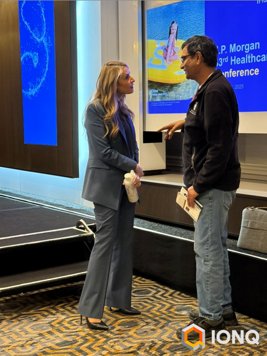 IonQ_Inc's tweet photo. Yesterday, IonQ’s Rima Alameddine presented at the #JPM2025 Healthcare Conference to share how it’s using quantum computing to unlock new breakthroughs and solve the world’s most complex challenges in healthcare, chemistry, drug discovery, biopharmaceuticals, and more. https://t.co/yUJ5z8eYhp