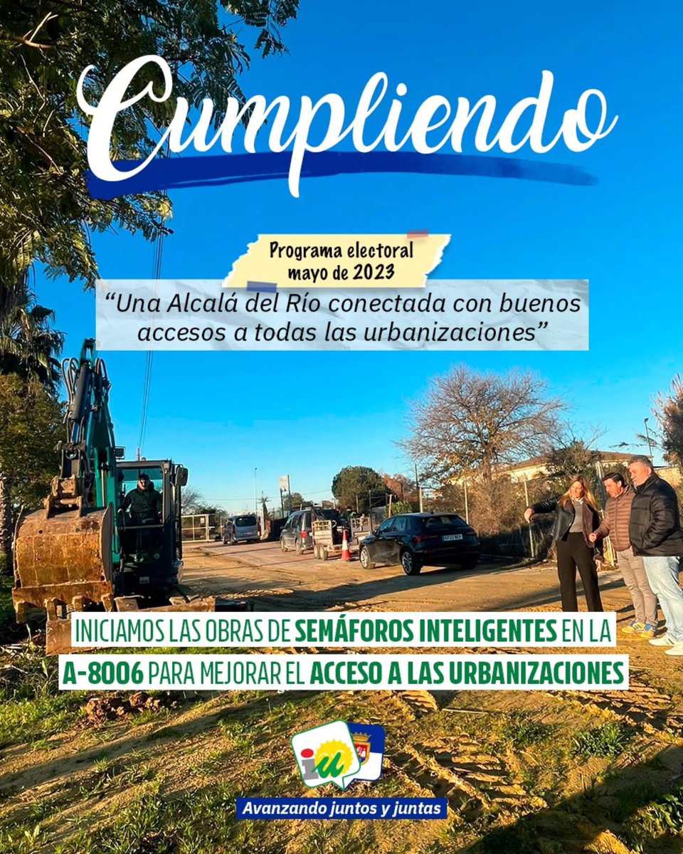 iualcaladelrio's tweet image. ✅ Con la instalación de un conjunto semafórico o en la A-8006 cumplimos otra de nuestras propuestas electorales: las/os vecinas/os de Nueva Ciudad, Nuevo Santiago y Residencial Ntra. Sra. De la Asunción tendrán un acceso más seguro y ágil, como han reivindicado históricamente.