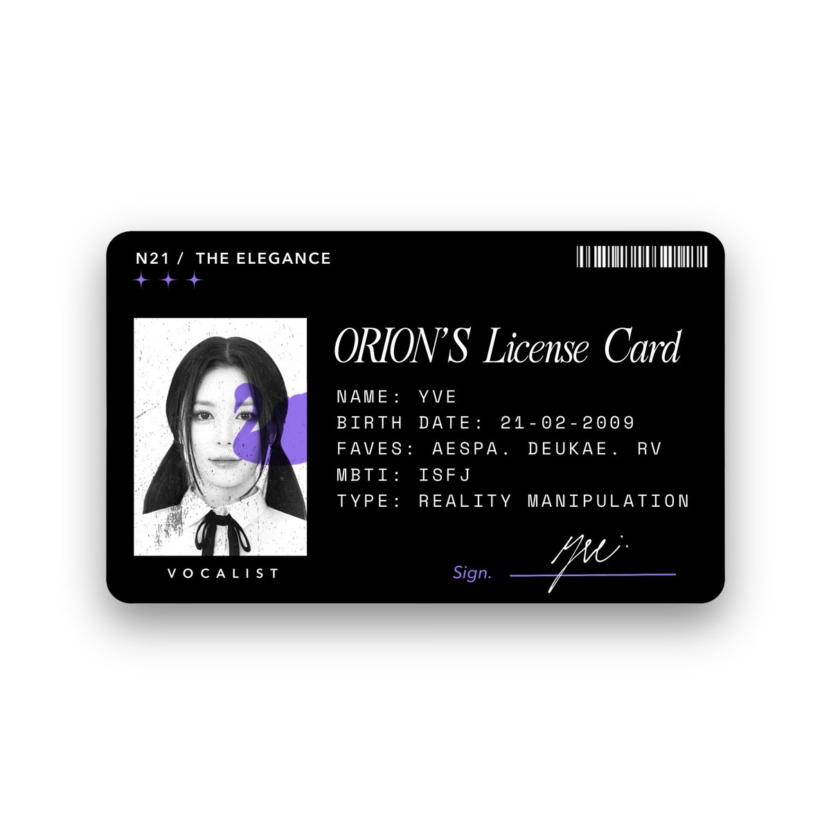 MEMBER REVEAL | N21 | YVE! 🦢
Vocalist | ISFJ, 21/02/2009 

#orion #grupocover #kcover #cover #kpopcover #acapellacover #triples