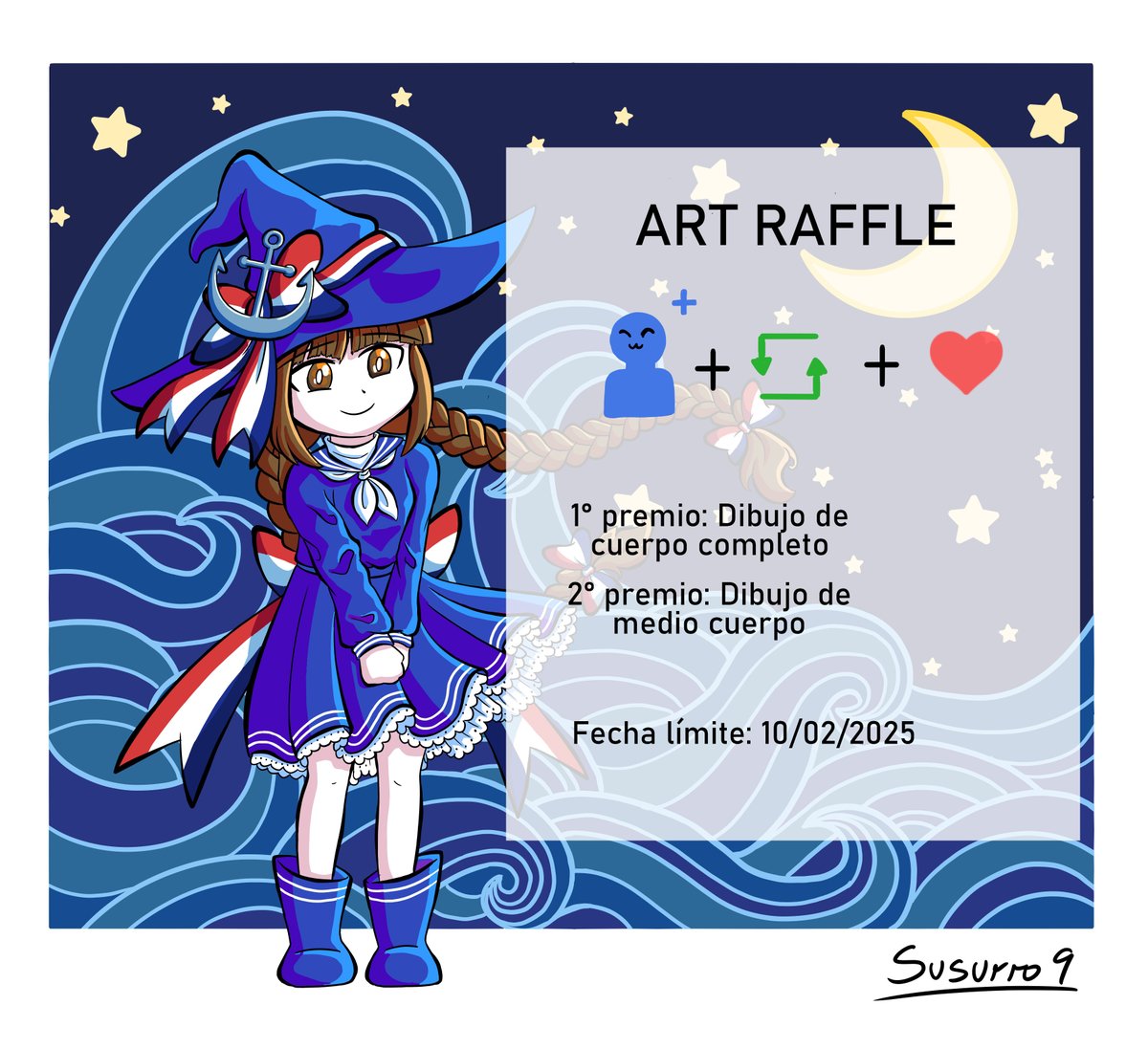 Finalmente me siento mejor, así que... Art Raffle!
La rifa de fin de año se transforma en la rifa de inicio de año. Una pequeña forma de agradecer todo el apoyo que me dan año a año aún con mis dramas de ánimo y la oportunidad de atraer chicas calientes(?