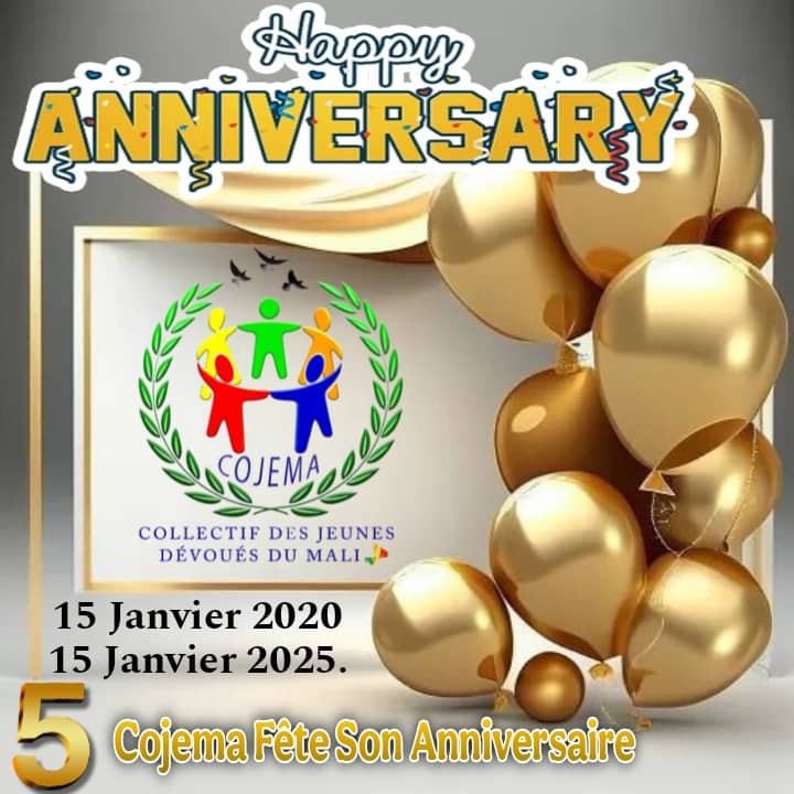 COJEMA célèbre 5 année d’actions,d défis relevés e d’impact au service d communautés.Depui sa création,notr collectif s’est imposé comme 1 moteur d changement,porté par ue jeunesse engagée e déterminée.Ces année symbolisent d projet concrets,d partenariat solide e une solidarité